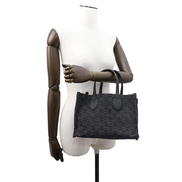 Gucci Ophidia GG Denim Shoulder Bag Tote Black - Picture 4 of 11